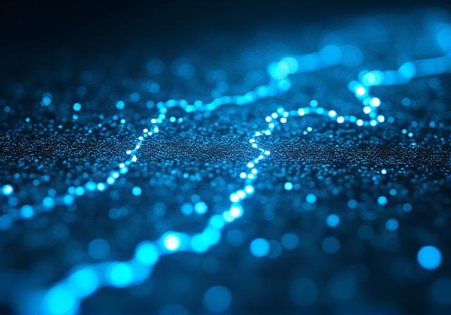 Abstract visualization of historical data streams converging into a neural network